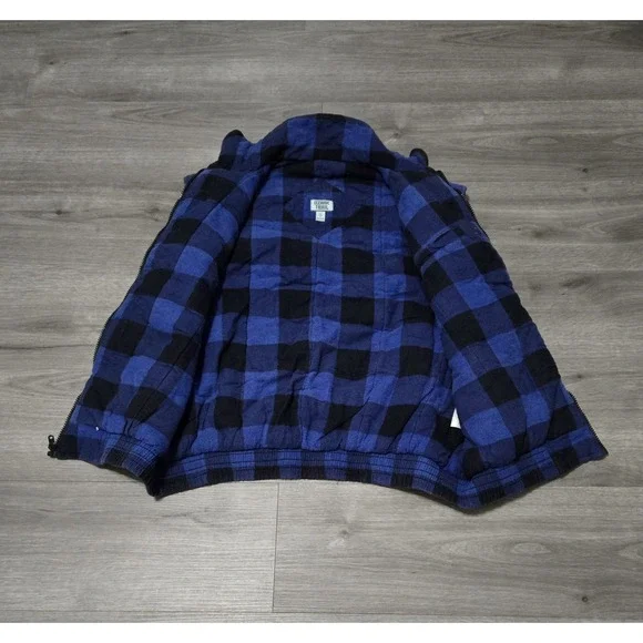 VTG Ozark Trail Flannel Padded Vest Men's XL Blue Buffalo Plaid Full Zip Pockets - Picture 4 of 10